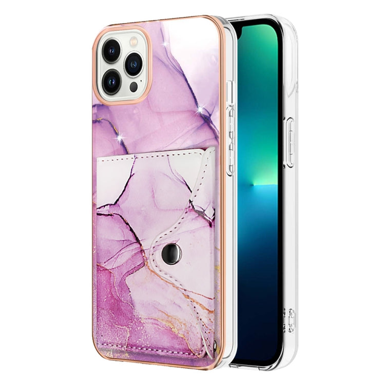 For iPhone 15 Pro Marble Pattern IMD Card Slot Phone Case(Pink Purple Gold) - HoMEdemic™ 