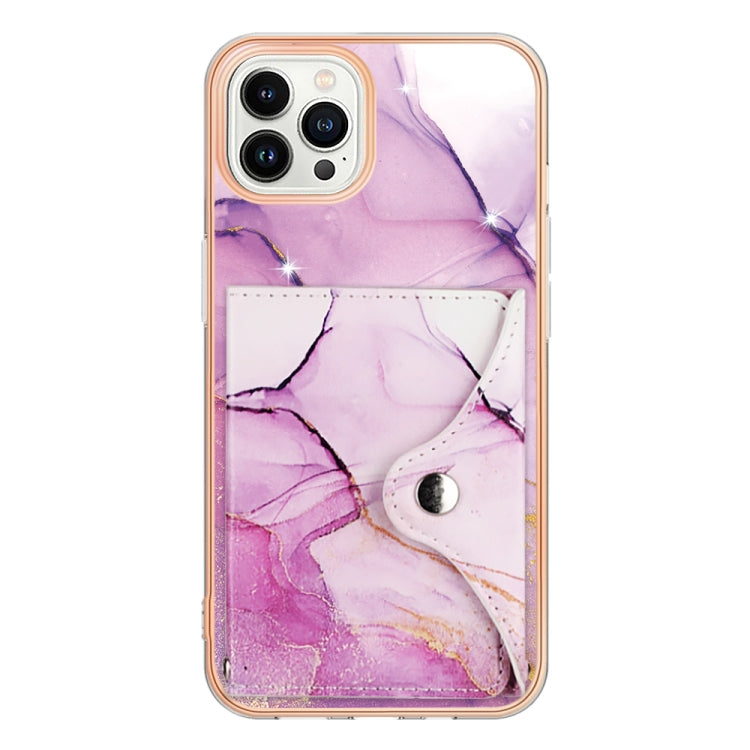 For iPhone 15 Pro Marble Pattern IMD Card Slot Phone Case(Pink Purple Gold) - HoMEdemic™ 