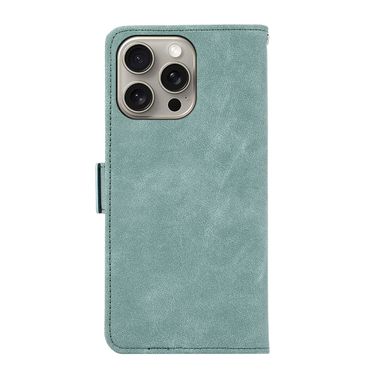 For iPhone 15 Pro ABEEL Frosted Magnetic RFID Leather Phone Case(Cyan) - HoMEdemic™ 