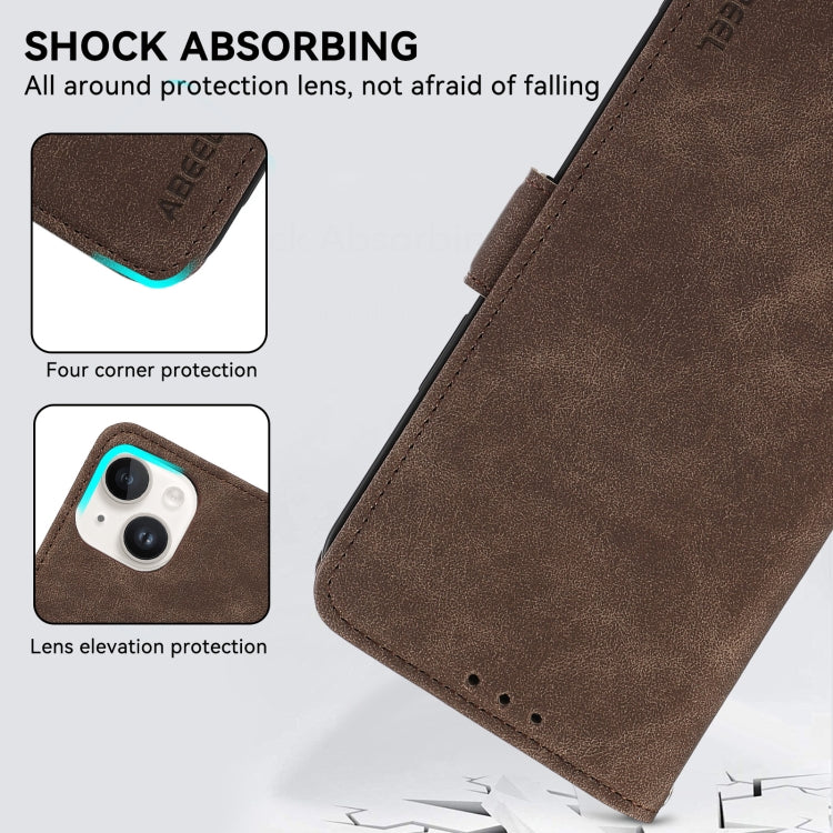 For iPhone 15 Pro ABEEL Frosted Magnetic RFID Leather Phone Case(Brown) - HoMEdemic™ 