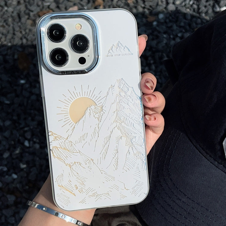 For iPhone 15 Pro 2 in 1 Aurora Electroplating Frame Phone Case(Sunrise White) - HoMEdemic™ 