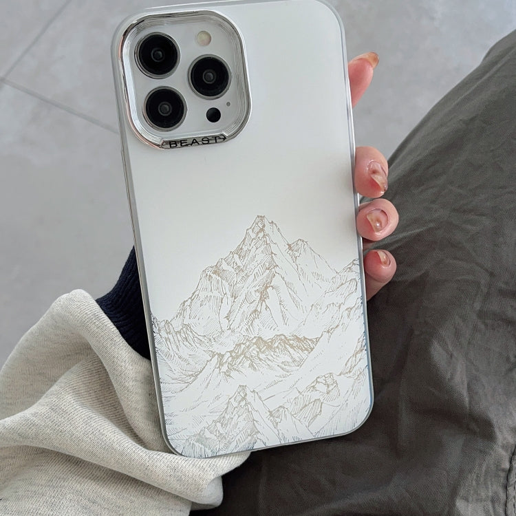 For iPhone 15 Pro 2 in 1 Aurora Electroplating Frame Phone Case(Snowy Mountains White) - HoMEdemic™ 