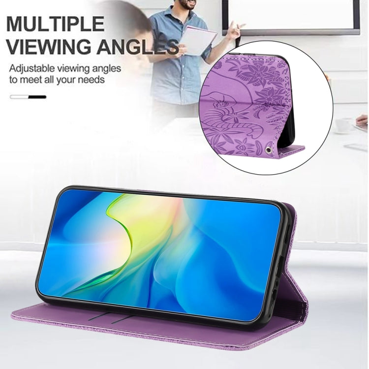 For iPhone 15 Pro Retro Elephant Embossed Leather Phone Case(Purple) - HoMEdemic™ 