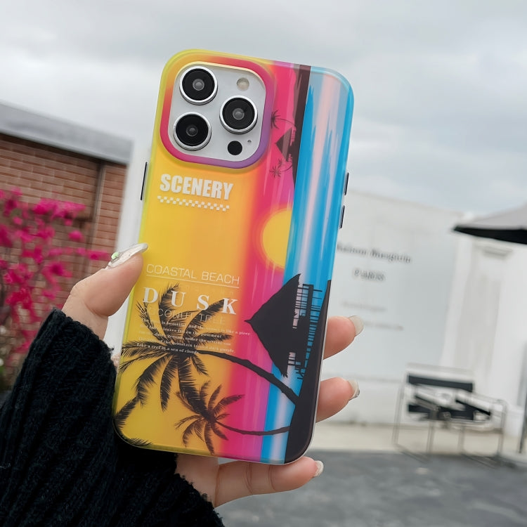 For iPhone 15 Pro Coconut Dual-side Laminating Laser Frosted Phone Case(Yellow) - HoMEdemic™ 