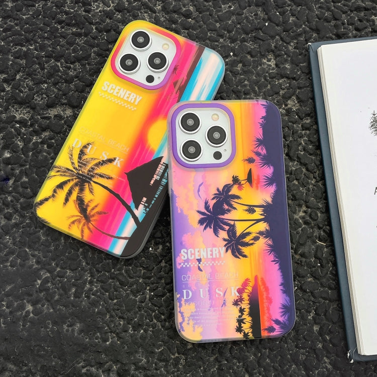 For iPhone 15 Pro Coconut Dual-side Laminating Laser Frosted Phone Case(Yellow) - HoMEdemic™ 