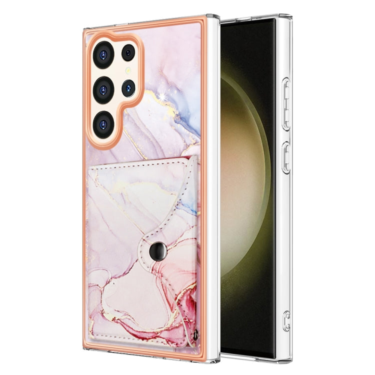 For Samsung Galaxy S24 Ultra 5G Marble Pattern IMD Card Slot Phone Case(Rose Gold) - HoMEdemic™ 