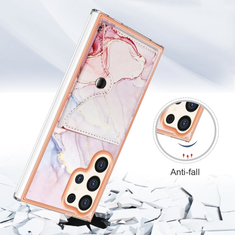 For Samsung Galaxy S24 Ultra 5G Marble Pattern IMD Card Slot Phone Case(Rose Gold) - HoMEdemic™ 