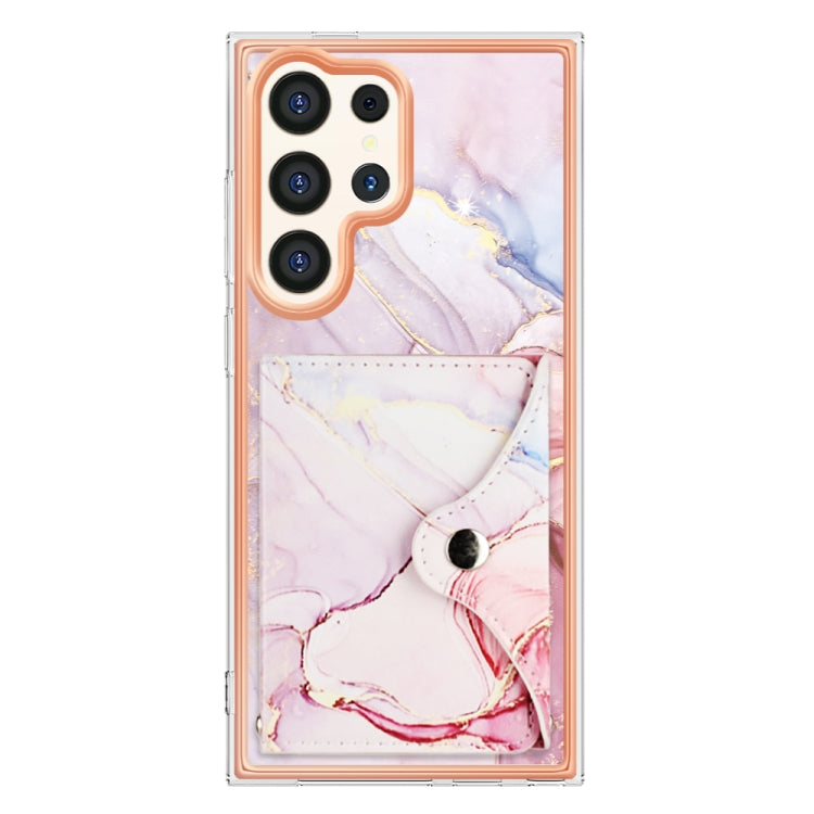 For Samsung Galaxy S24 Ultra 5G Marble Pattern IMD Card Slot Phone Case(Rose Gold) - HoMEdemic™ 