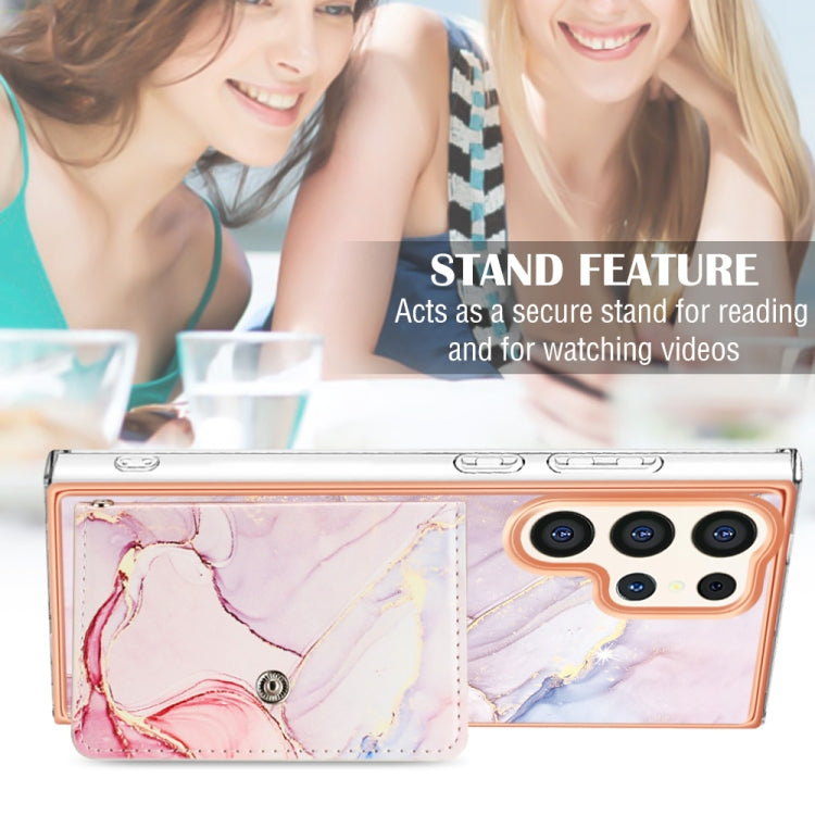 For Samsung Galaxy S24 Ultra 5G Marble Pattern IMD Card Slot Phone Case(Rose Gold) - HoMEdemic™ 