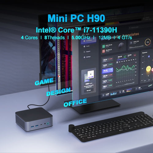 GXMO H90 Windows 11 Intel Core i7 11390H Processor Mini Computer, Specification:Without RAM & SSD - HoMEdemic™ 