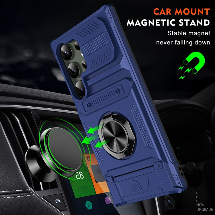 For Samsung Galaxy S24 Ultra 5G TPU+PC Shockproof Card Phone Case with Metal Ring Holder(Blue) - HoMEdemic™ 