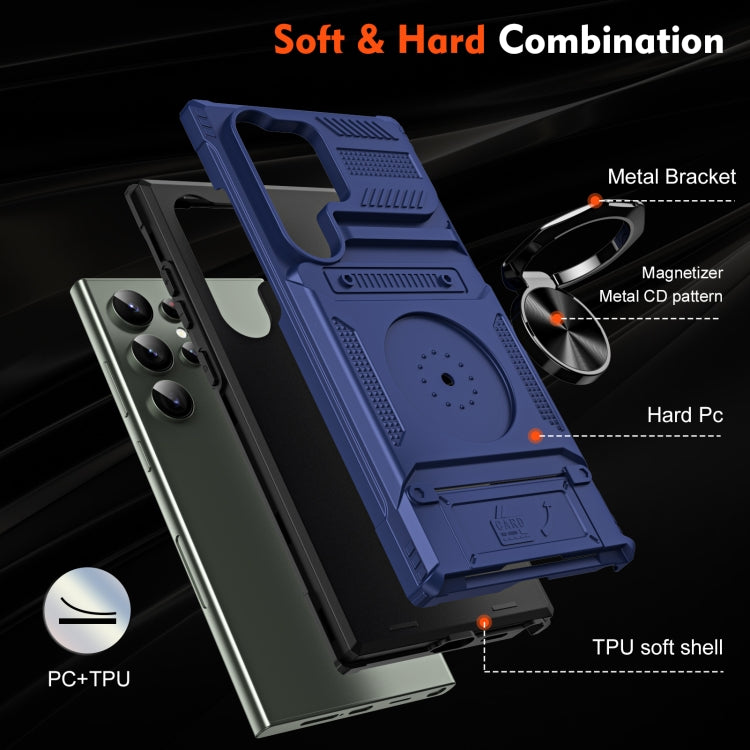 For Samsung Galaxy S24 Ultra 5G TPU+PC Shockproof Card Phone Case with Metal Ring Holder(Blue) - HoMEdemic™ 