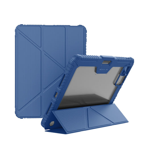 For iPad Pro 13 2024 NILLKIN Bumper Pro Multi-angle Folding Style Tablet Leather Case(Blue) - HoMEdemic™ 