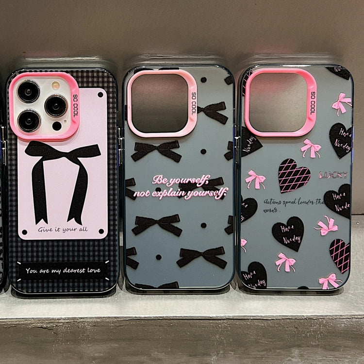 For iPhone 15 Pro Sweet Cool Bow PC Phone Case(Love Heart) - HoMEdemic™ 
