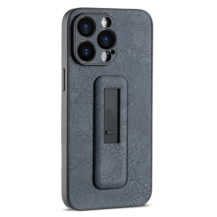 For iPhone 15 Pro PU Leather Push-pull Bracket Shockproof Phone Case(Black) - HoMEdemic™ 