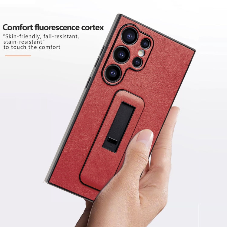 For Samsung Galaxy S24 Ultra 5G PU Leather Push-pull Bracket Shockproof Phone Case(Red) - HoMEdemic™ 