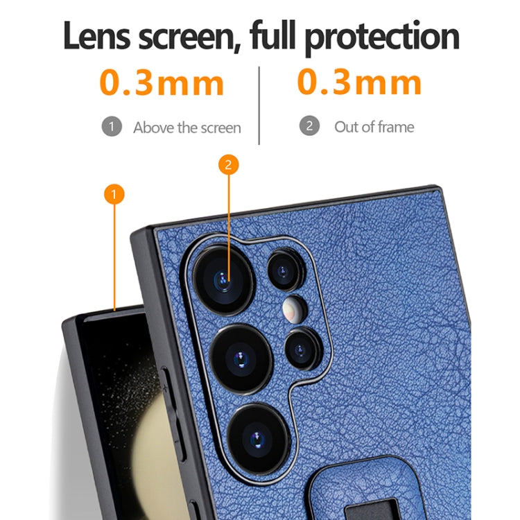 For Samsung Galaxy S24 Ultra 5G PU Leather Push-pull Bracket Shockproof Phone Case(Purple) - HoMEdemic™ 