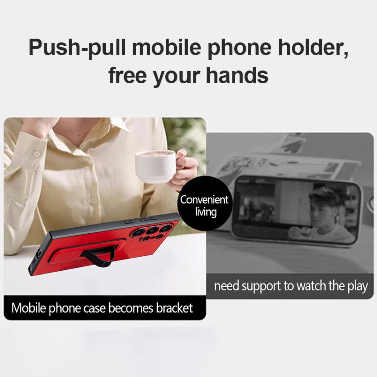 For Samsung Galaxy S24 Ultra 5G PU Leather Push-pull Bracket Shockproof Phone Case(Red) - HoMEdemic™ 