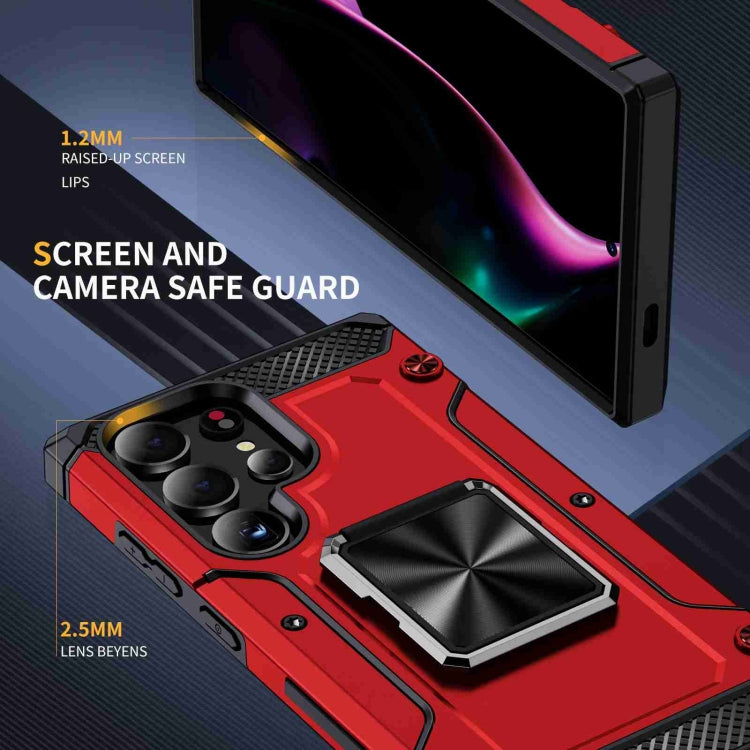 For Samsung Galaxy S24 Ultra 5G Shockproof Metal Holder Phone Case(Red) - HoMEdemic™ 