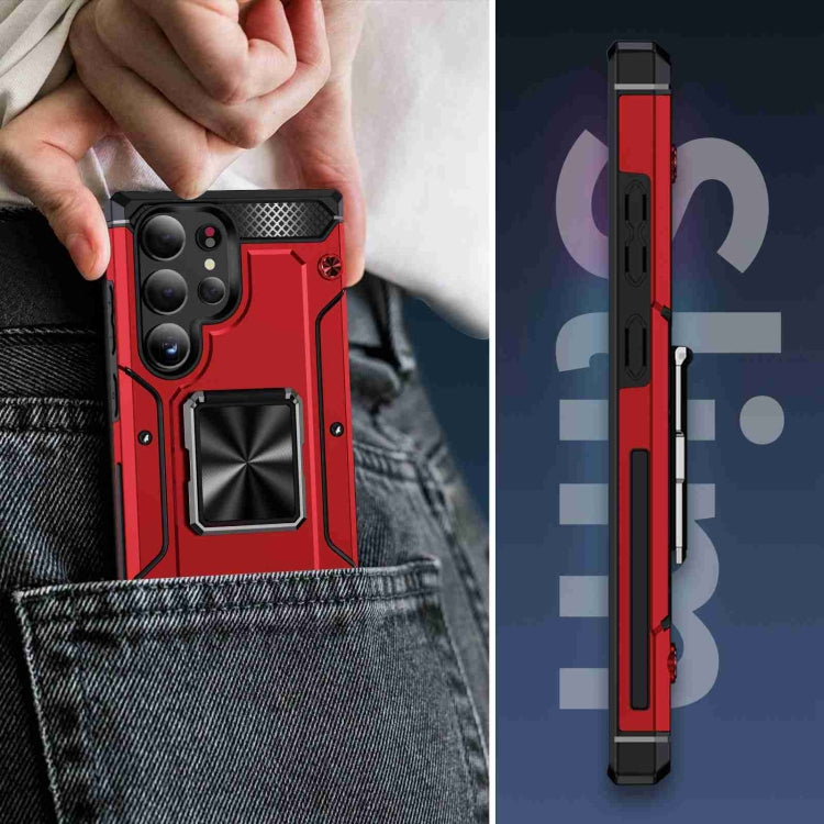 For Samsung Galaxy S24 Ultra 5G Shockproof Metal Holder Phone Case(Red) - HoMEdemic™ 