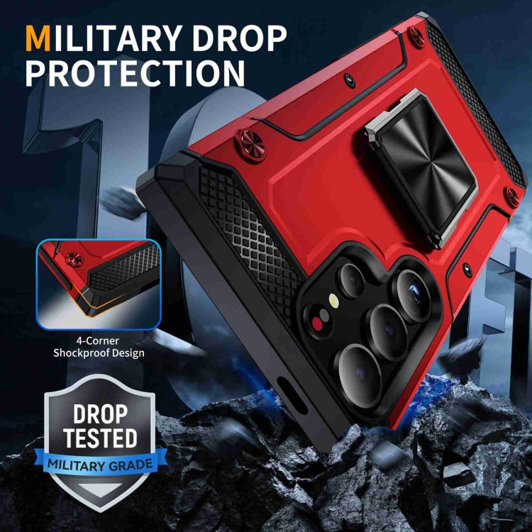 For Samsung Galaxy S24 Ultra 5G Shockproof Metal Holder Phone Case(Red) - HoMEdemic™ 