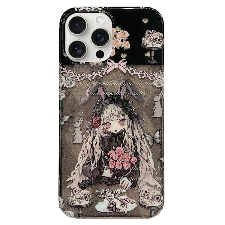 For iPhone 15 Pro Double Sided IMD Full Coverage TPU Phone Case(Rabbit Ears Rose Cake Girl) - HoMEdemic™ 