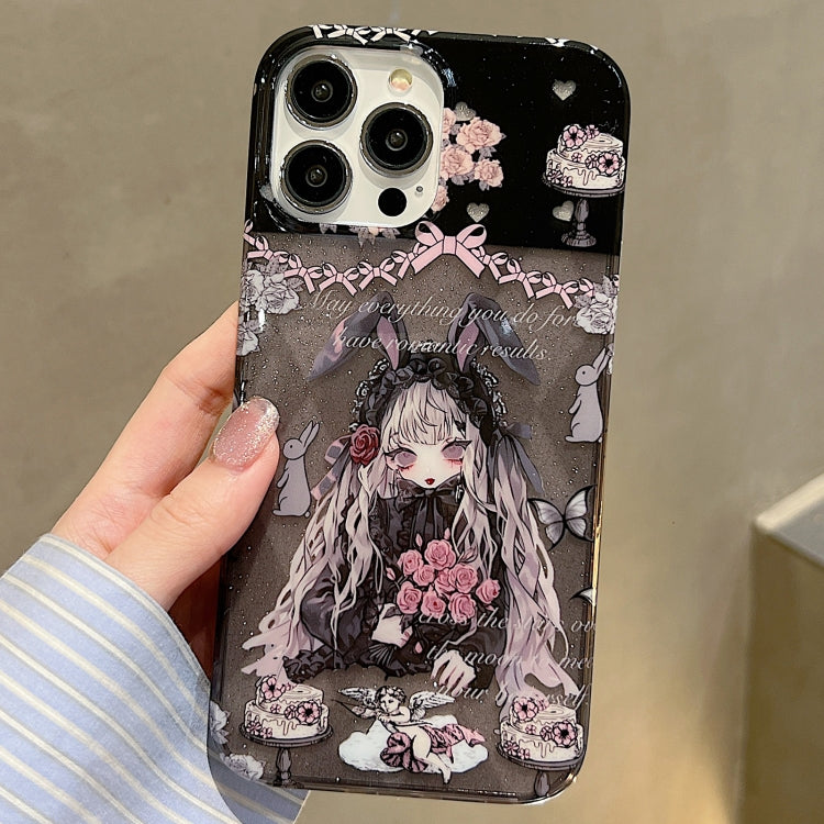 For iPhone 15 Pro Double Sided IMD Full Coverage TPU Phone Case(Rabbit Ears Rose Cake Girl) - HoMEdemic™ 