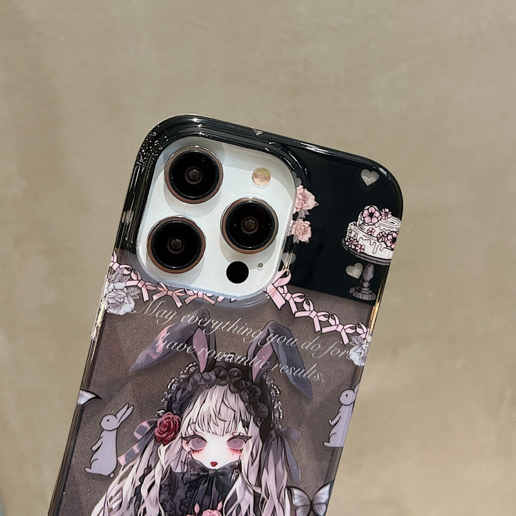 For iPhone 15 Pro Double Sided IMD Full Coverage TPU Phone Case(Rabbit Ears Rose Cake Girl) - HoMEdemic™ 