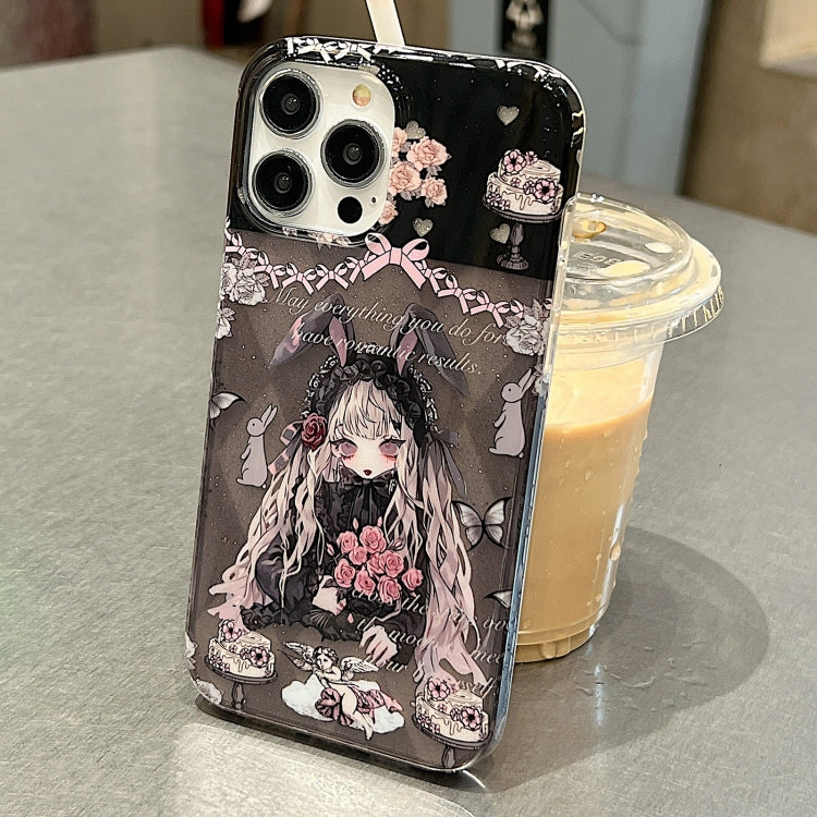 For iPhone 15 Pro Double Sided IMD Full Coverage TPU Phone Case(Rabbit Ears Rose Cake Girl) - HoMEdemic™ 