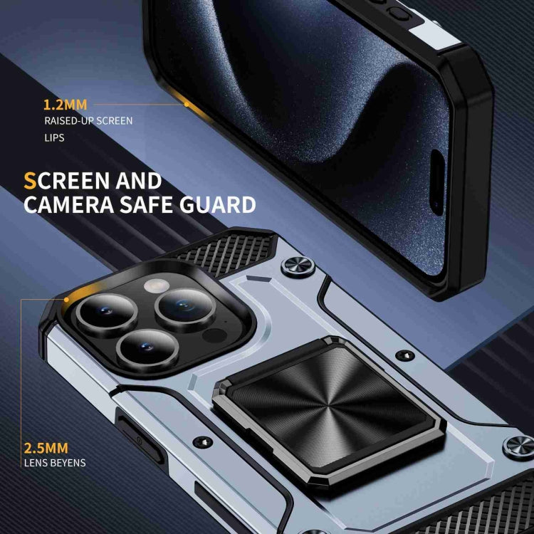 For iPhone 15 Pro Shockproof Metal Holder Phone Case(Grey) - HoMEdemic™ 