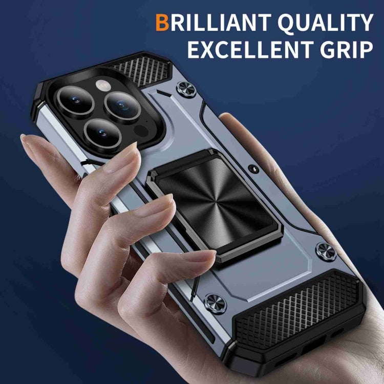 For iPhone 15 Pro Shockproof Metal Holder Phone Case(Grey) - HoMEdemic™ 