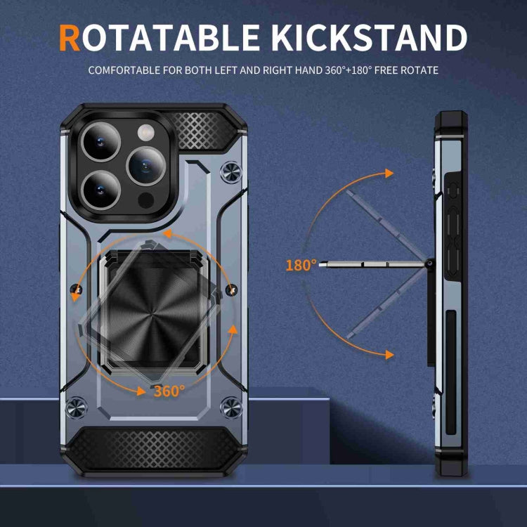 For iPhone 15 Pro Shockproof Metal Holder Phone Case(Grey) - HoMEdemic™ 