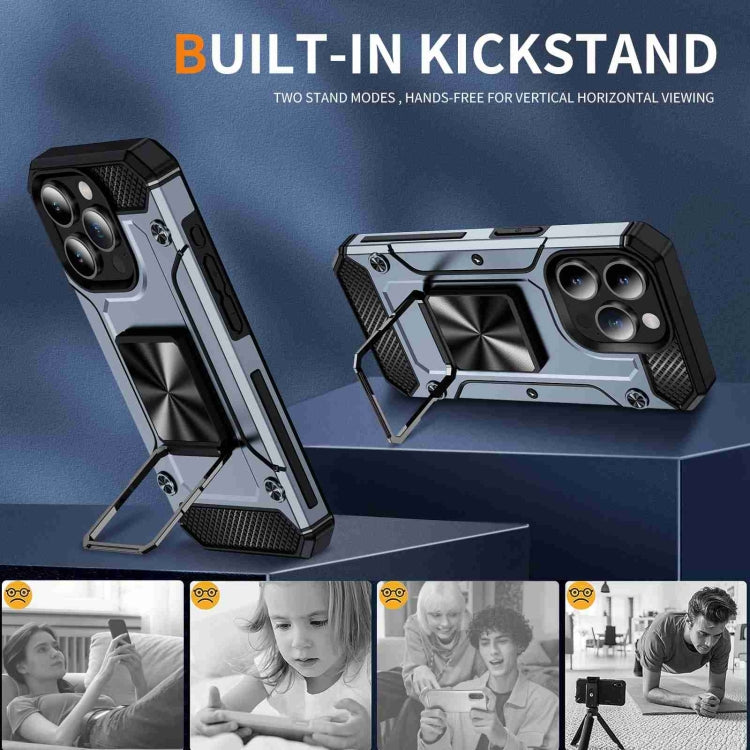 For iPhone 15 Pro Shockproof Metal Holder Phone Case(Grey) - HoMEdemic™ 