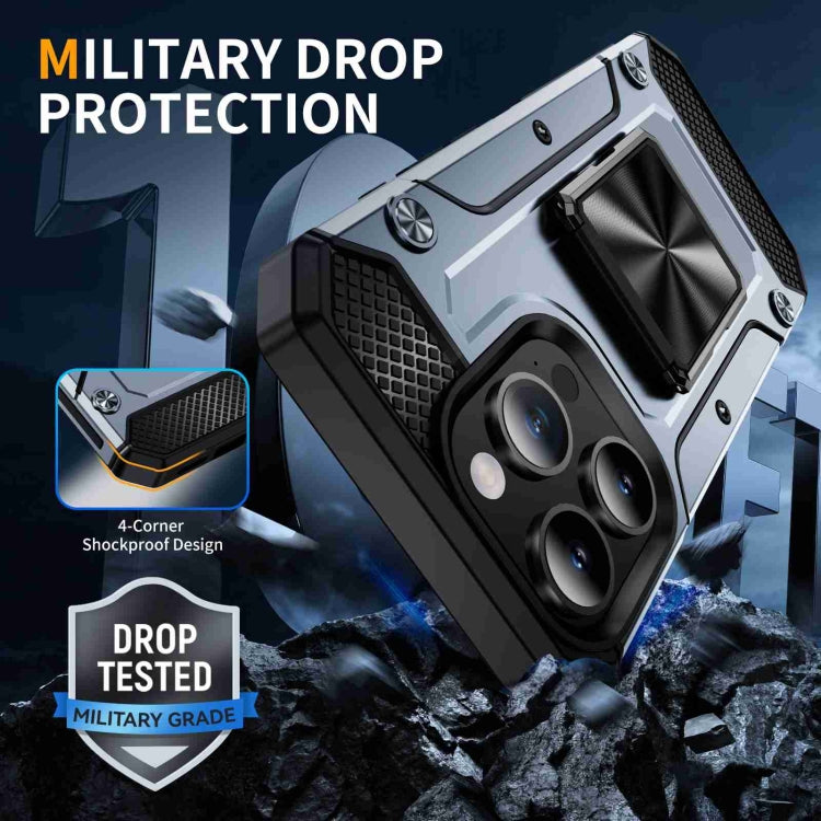 For iPhone 15 Pro Shockproof Metal Holder Phone Case(Grey) - HoMEdemic™ 