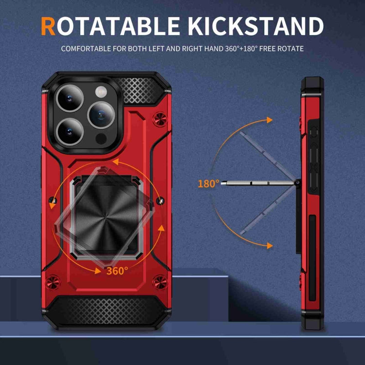 For iPhone 15 Pro Shockproof Metal Holder Phone Case(Red) - HoMEdemic™ 