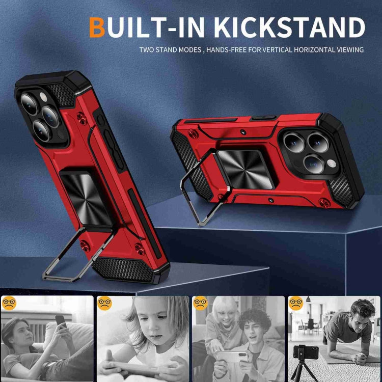 For iPhone 15 Pro Shockproof Metal Holder Phone Case(Red) - HoMEdemic™ 