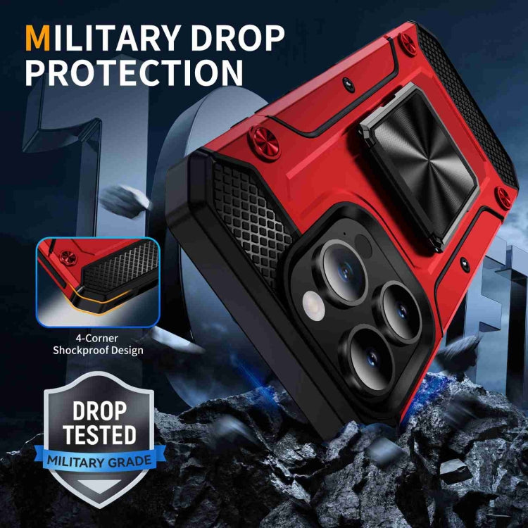 For iPhone 15 Pro Shockproof Metal Holder Phone Case(Red) - HoMEdemic™ 