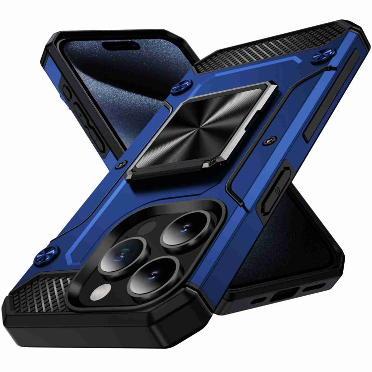 For iPhone 15 Pro Shockproof Metal Holder Phone Case(Blue) - HoMEdemic™ 