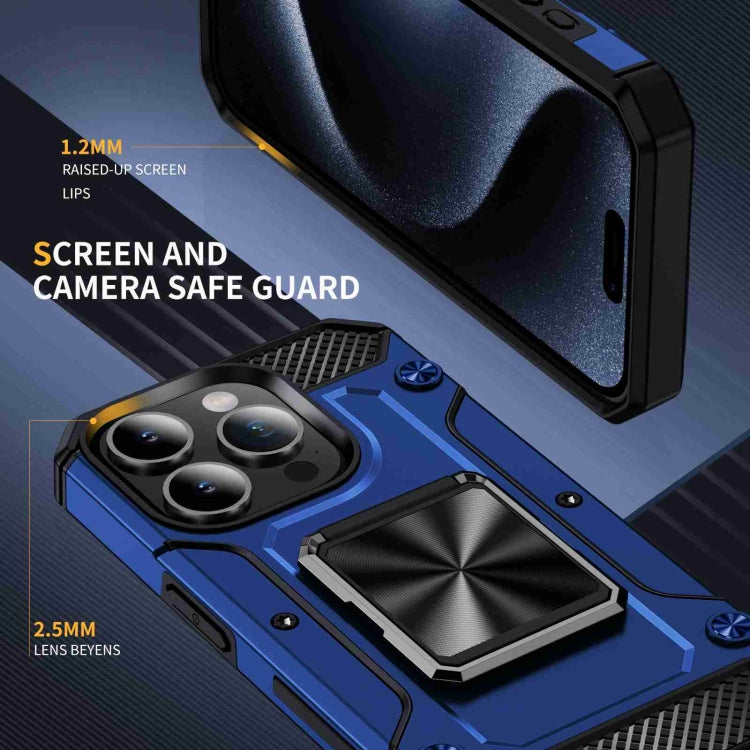 For iPhone 15 Pro Shockproof Metal Holder Phone Case(Blue) - HoMEdemic™ 