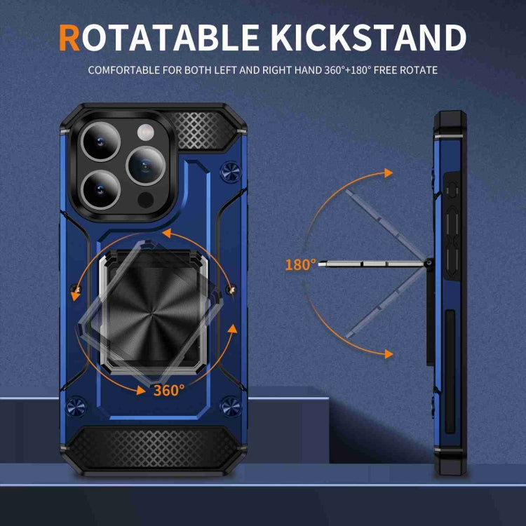 For iPhone 15 Pro Shockproof Metal Holder Phone Case(Blue) - HoMEdemic™ 