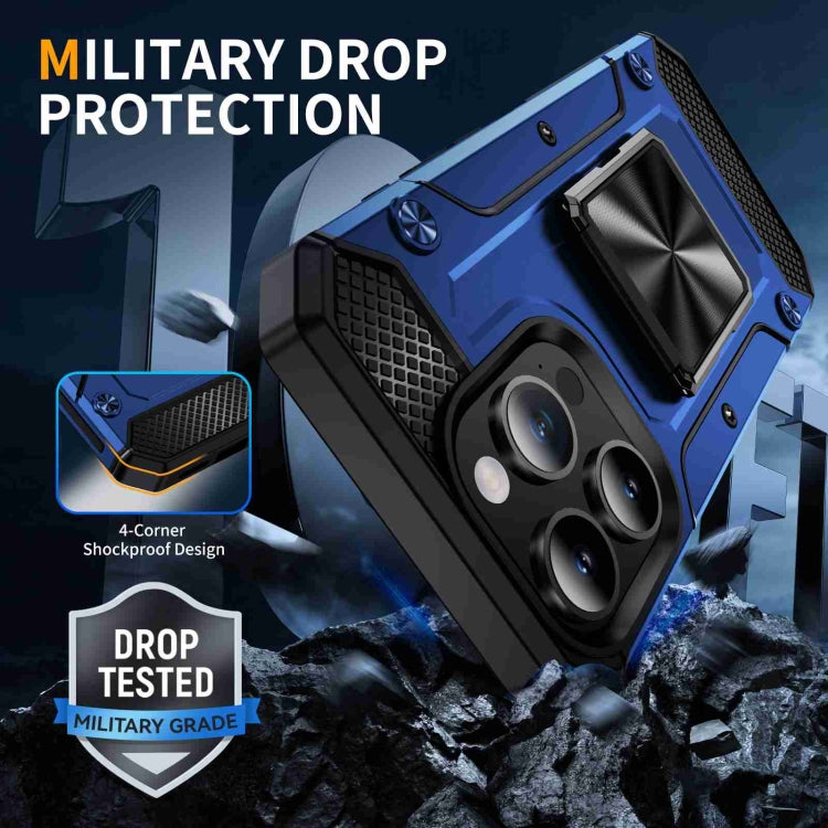 For iPhone 15 Pro Shockproof Metal Holder Phone Case(Blue) - HoMEdemic™ 