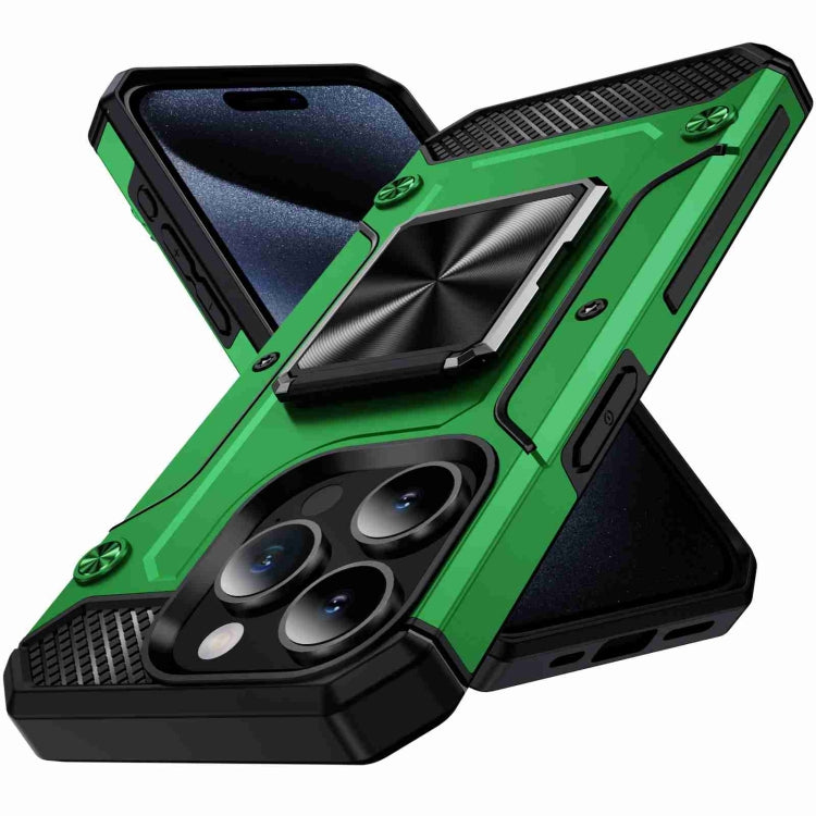 For iPhone 15 Pro Shockproof Metal Holder Phone Case(Green) - HoMEdemic™ 