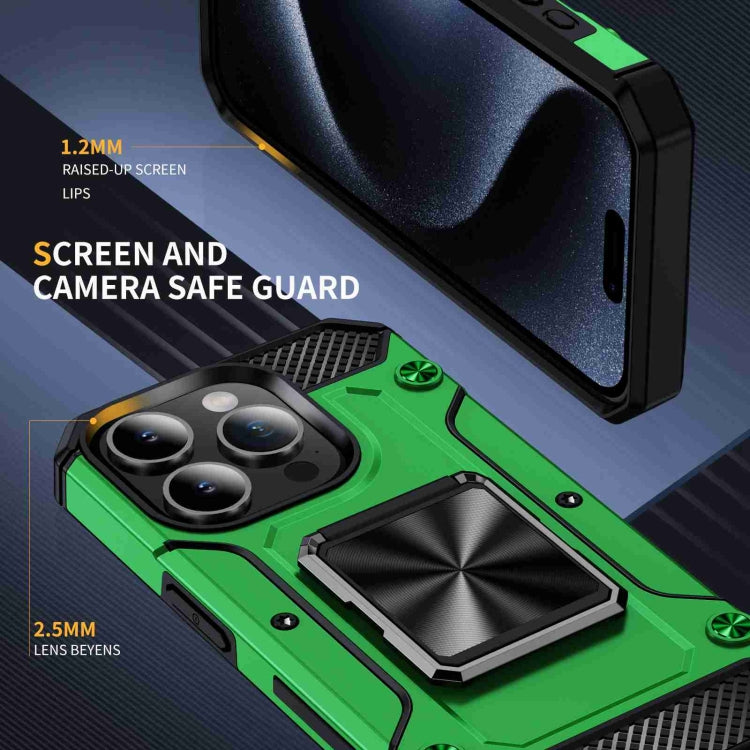 For iPhone 15 Pro Shockproof Metal Holder Phone Case(Green) - HoMEdemic™ 