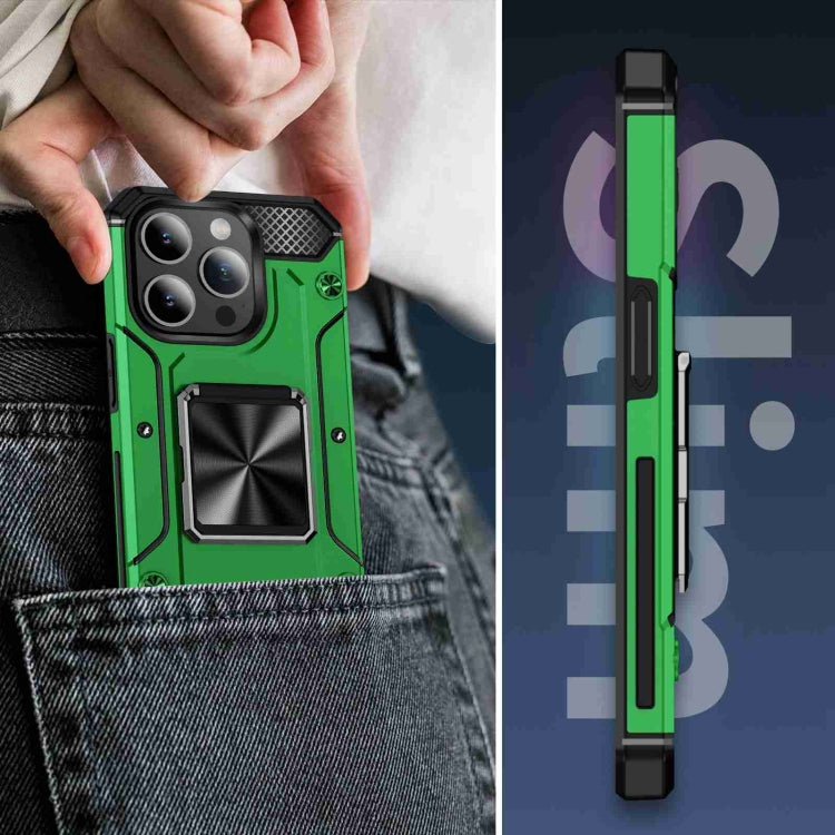 For iPhone 15 Pro Shockproof Metal Holder Phone Case(Green) - HoMEdemic™ 