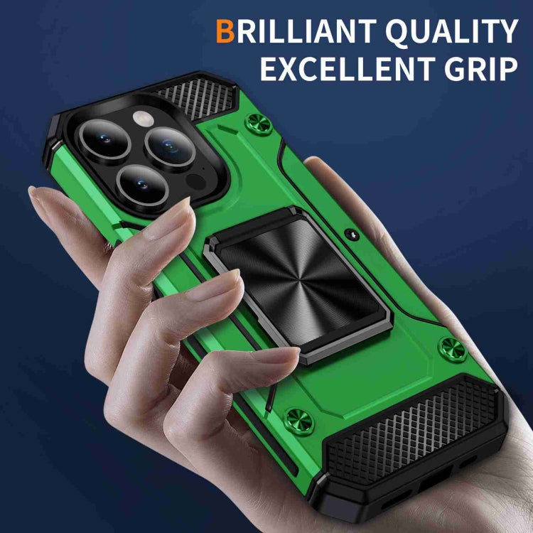 For iPhone 15 Pro Shockproof Metal Holder Phone Case(Green) - HoMEdemic™ 