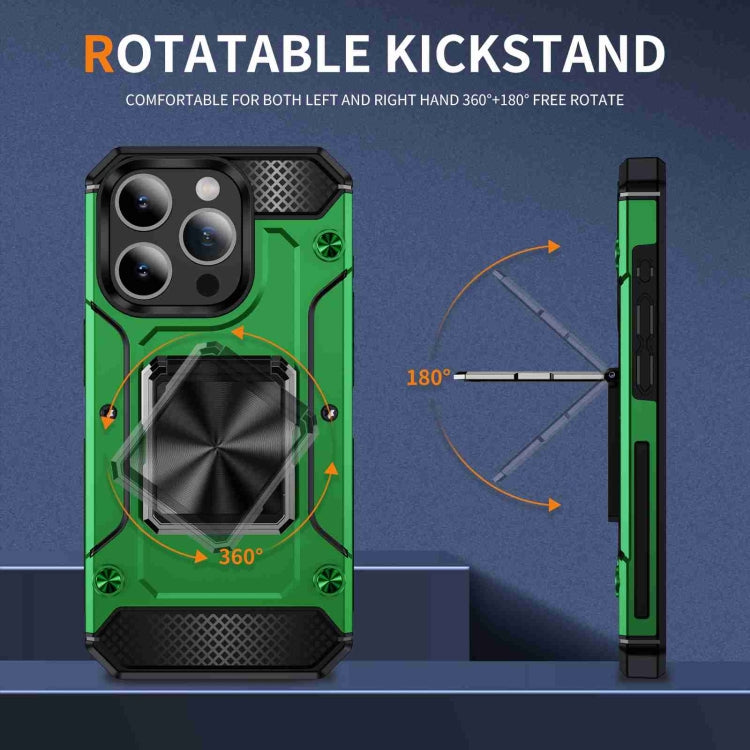 For iPhone 15 Pro Shockproof Metal Holder Phone Case(Green) - HoMEdemic™ 