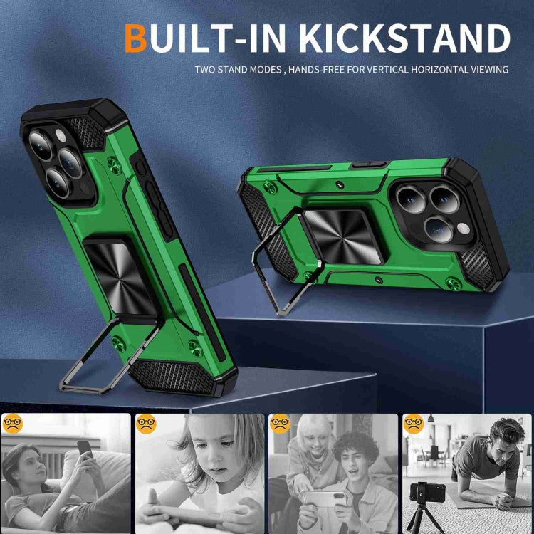 For iPhone 15 Pro Shockproof Metal Holder Phone Case(Green) - HoMEdemic™ 