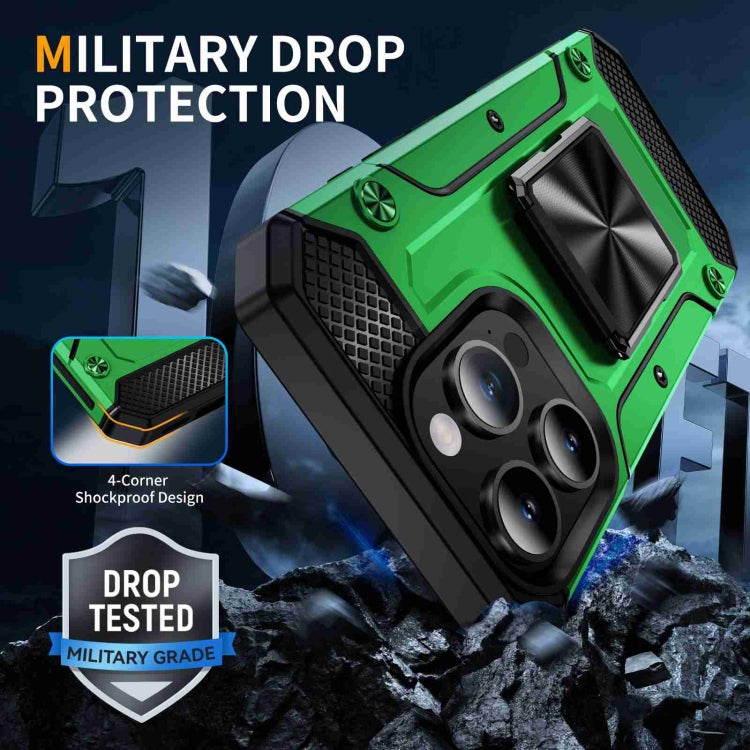 For iPhone 15 Pro Shockproof Metal Holder Phone Case(Green) - HoMEdemic™ 
