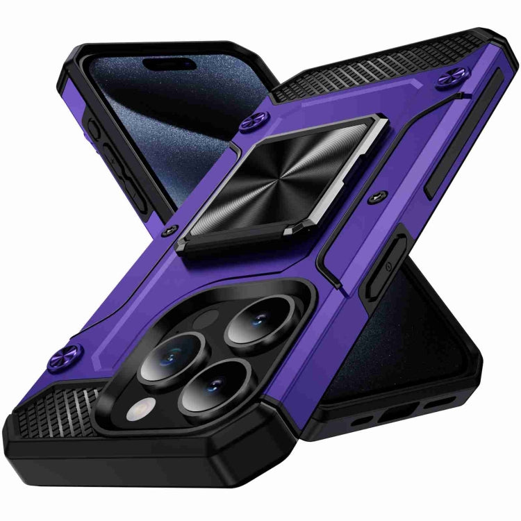 For iPhone 15 Pro Max Shockproof Metal Holder Phone Case(Purple) - HoMEdemic™ 
