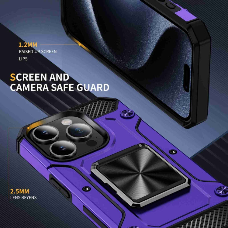 For iPhone 15 Pro Max Shockproof Metal Holder Phone Case(Purple) - HoMEdemic™ 